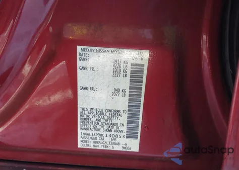 2017 Nissan Altima 2.5 S из США, поврежденный, VIN 1N4AL3AP9HC130853